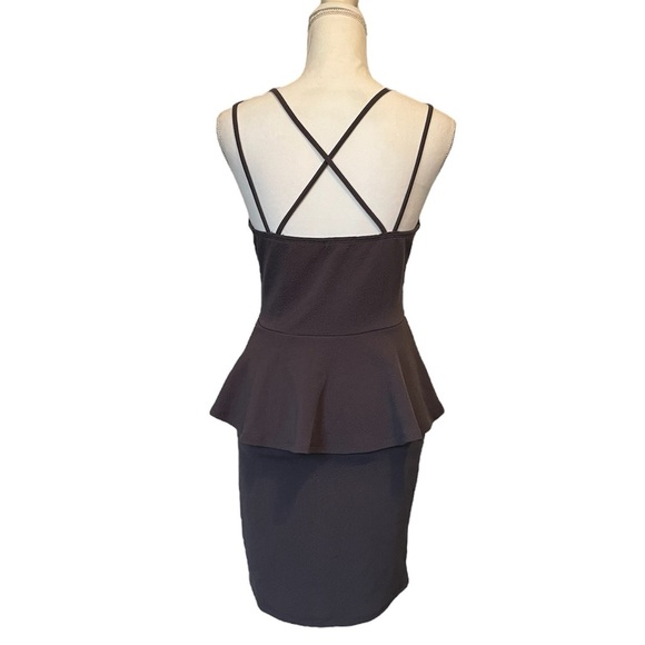 Charlotte Russe Dark Gray Chic Peplum Mini Above-Knee Dress Women’s Medium - Picture 7 of 14